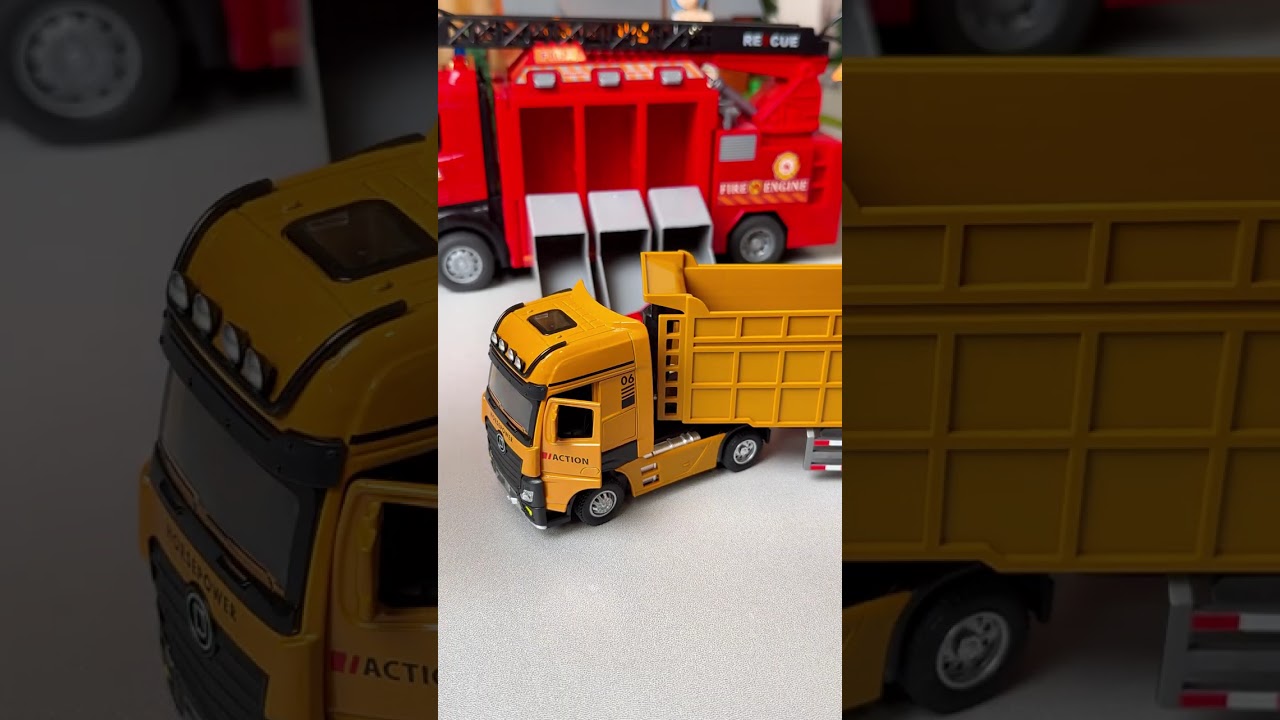 ASMR Satisfying – YIMI Fire Truck & Container Truck Toy Cars Unboxing & Review