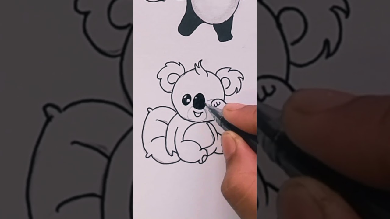 cute baby koala cartoon drawing 