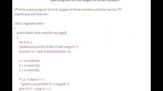 JAVA PROGRAM TO FIND LARGEST OF THREE NUMBERS