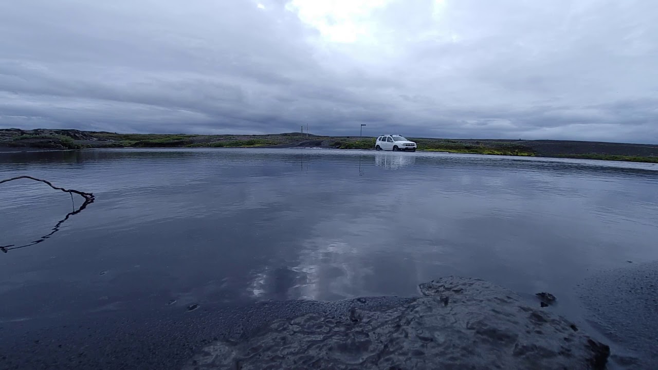 Iceland F88 road and Dacia Duster - water crossing — Öskjuleið — video poster