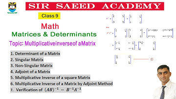 Multiplicative Inverse of a Matrix | Adjoint of a matrix | Verification of (AB)^(-1 )= B^(-1) A^(-1)
