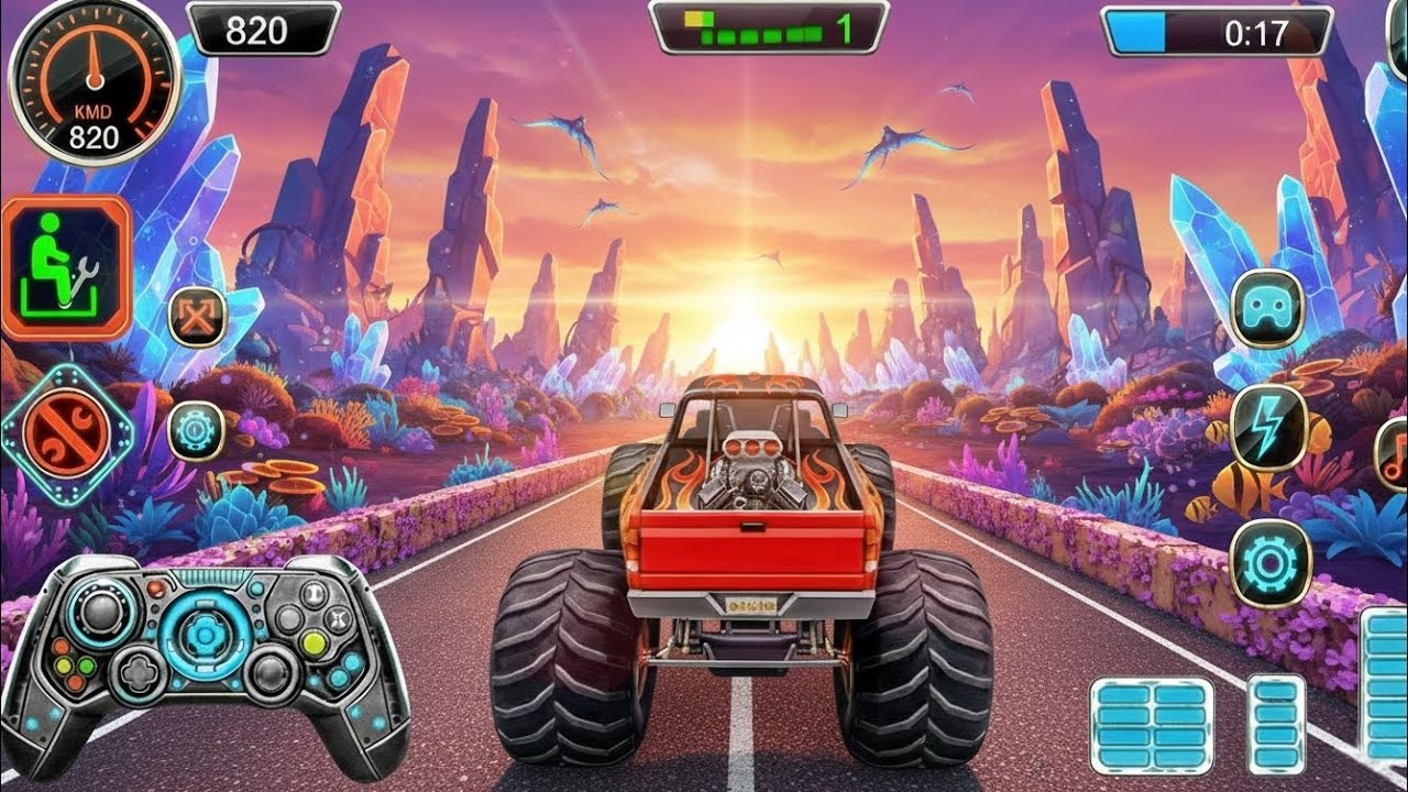 Monster Truck Stunt Racing Gameplay | Off-Road Ramps, Sky-High Jumps, and Crushing Adventures