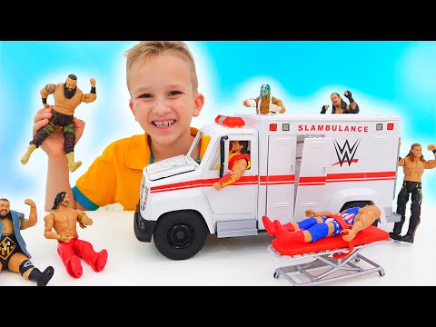 Video Vlad và Niki chơi với WWE Slambulance Xe Đồ chơi - youtube