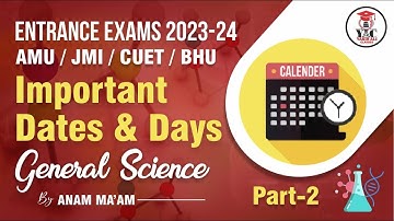 Important Days and Dates | GS | For All Competitive Exams | XI | BA | B.COM | MBA | B.A.LL.B |Part-2