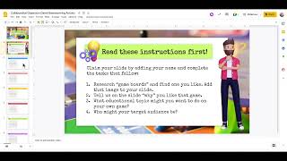 Google Slides Collaboration Activity for Game Board PBL