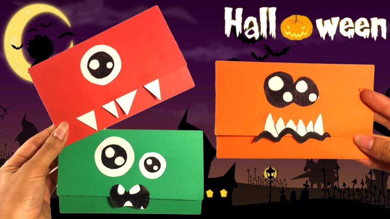 Missie Uitdaging dek Monster enveloppen knutselen met papier - ook leuk voor Halloween! - YouTube