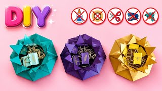 Diy Origami Flower Organizer|diy  Paper Box|no Glue Paper Craft|easy Paper Craft Without Glue #diy