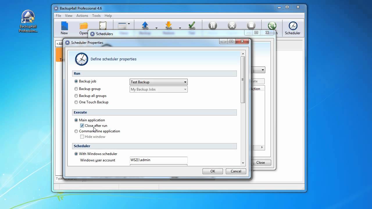 How to schedule an existing backup job backup group or One Touch Backup