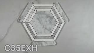 Marble Online - Carrara White Marble 5 Hexagon Georama Geometric Tile Thos White Strips Honed