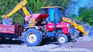 Jcb 3dx Backhoe mud loading in sonalika DI 50 RxR || Powertrack Euro 47