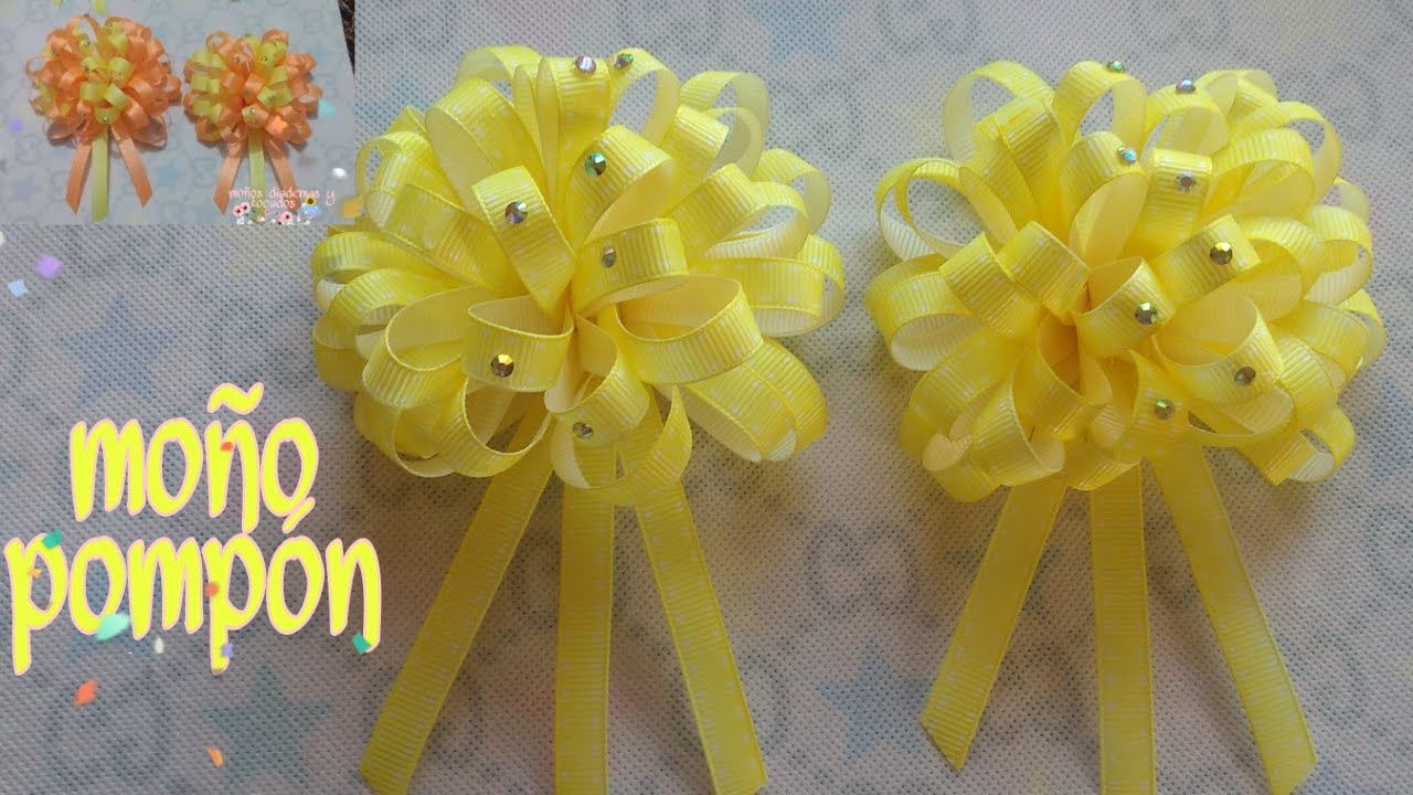 Moño pompón !!!listón 1 Cm.