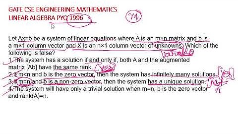 ENGINEERING MATHEMATICS GATE CSE LINEAR ALGEBRA PYQ 1996