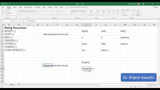 Microsoft Excel - String Functions