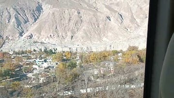 Taking off in a helicopter from Gilgit airport, OPGT.
