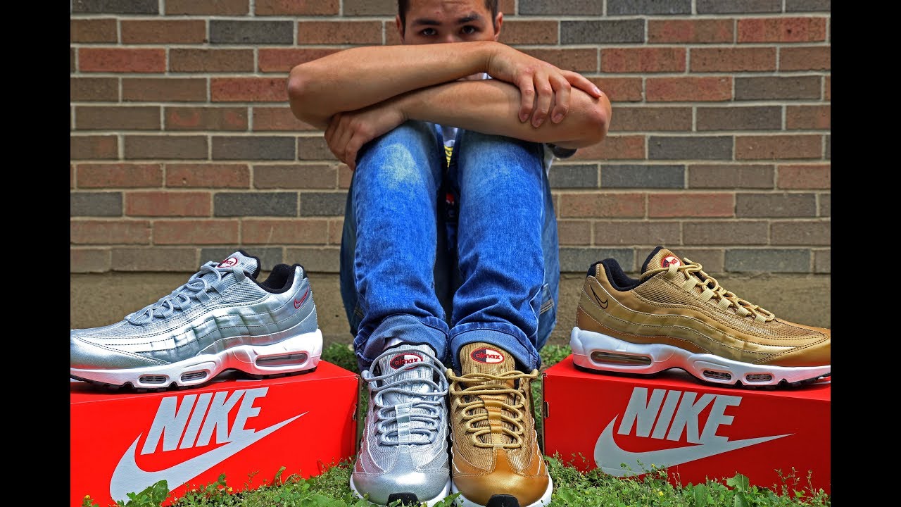 air max 95 silver bullet on feet