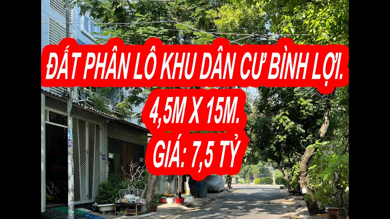 (13) 7,7 TỶ. Đất khu dân cư Bình Lợi, P13, Quận Bình Thạnh, 7,5 tỷ