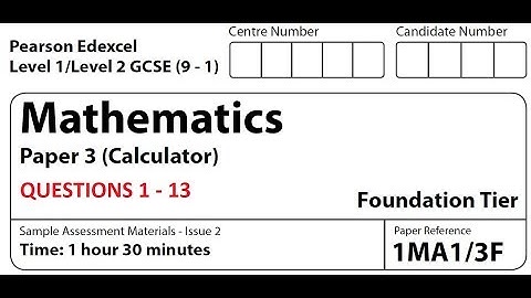 Revise Edexcel Maths Foundation Paper 3 - Questions 1 - 13