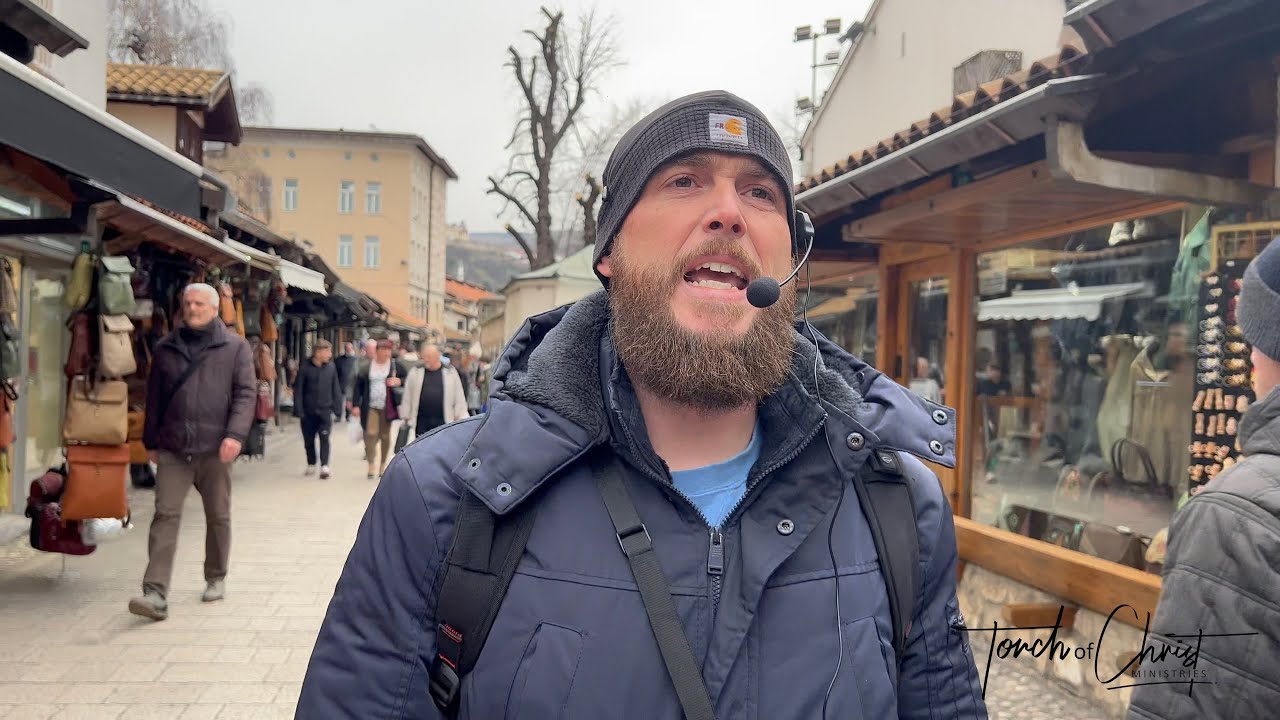 Walking the streets of Sarajevo, Bosnia preaching Jesus Christ
