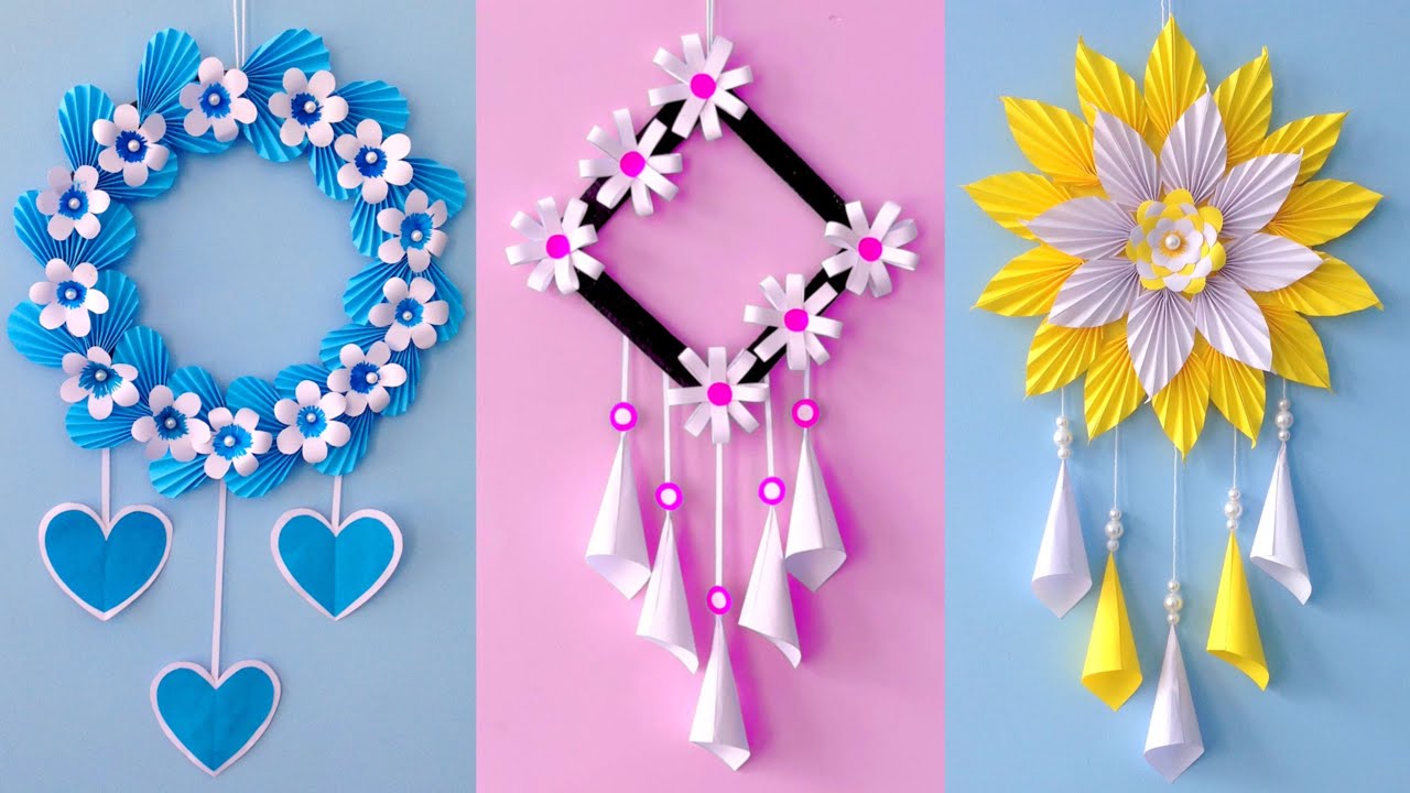 3 Quick and Easy Wall Hanging Ideas / Flower Home decor DIY / How to