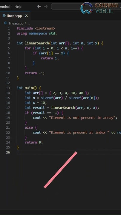 Linear search and its code in C++ || #coding | #trendingshorts - YouTube