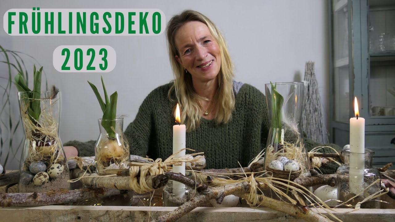 Tischlein deck dich 💚 tragbare Frühlingsdeko 2023 💚 DIY mit Birkenästen & Sand