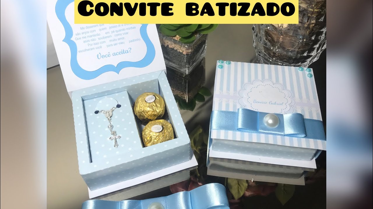 Caixa convite padrinhos de batismo