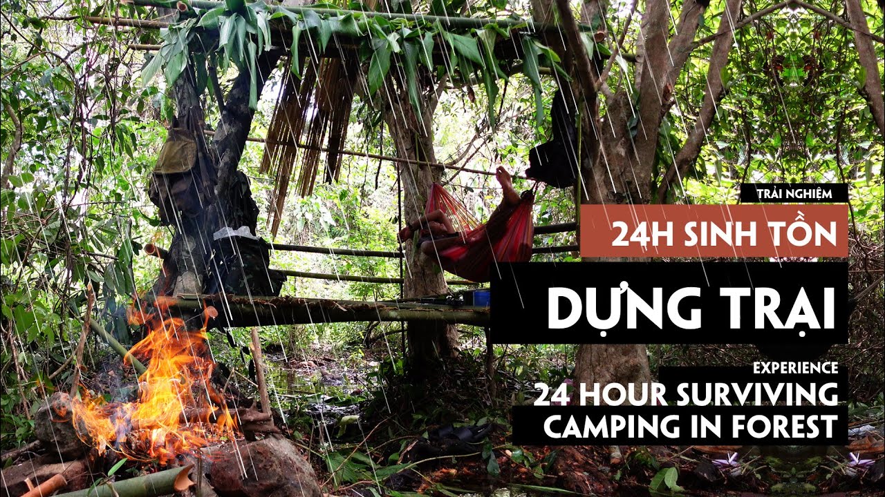 24H Sinh Tồn CẮM TRẠI Và CÂU CÁ LÓC Trong rừng | 24H survival camping and fishing in the forest