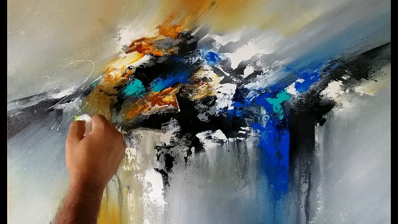 Abstract painting / Blending in Acrylics / Palette knife and brush / Demonstration