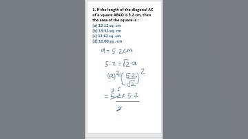 If the length of the diagonal AC of a square ABCD is 5.2 cm then the area of the square is