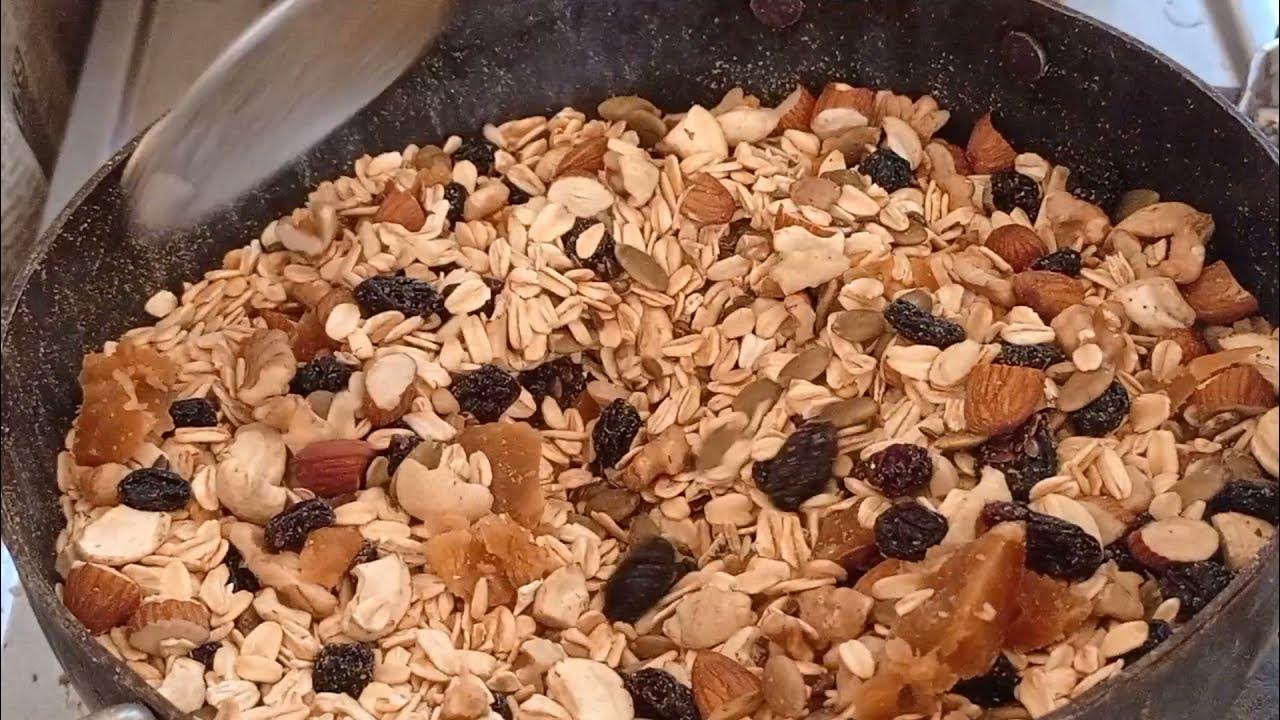 Home made muesli in telugu/weight loss breakfast cereal preparation at
