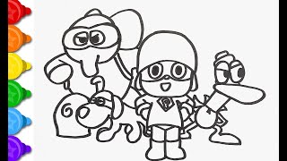 Draw And Color Pocoyo And The League Of Extraordinary Super Friends Drawings For Kids