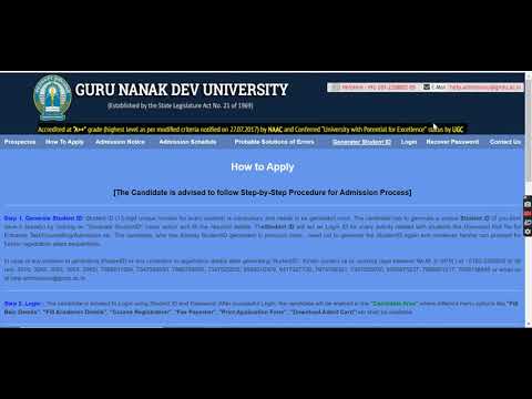 GNDU Admission 2021 (Started) - How to Fill Guru Nanak Dev University Application Form Online Mode