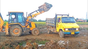 Jcb 3DX machine Loading mud in tipper /  new jcb soil loading