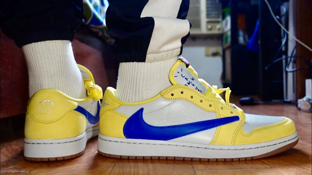 TRAVIS SCOTT AIR JORDAN 1 LOW CANARY | ON FEET | DETAILED LOOK