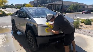 I messed up! Used regular water and soap on Matt’s Cybertruck