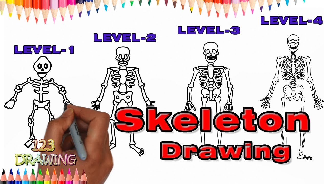 How to Draw Skeleton For Kids - DrawingNow