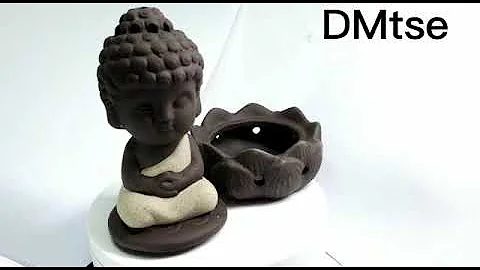 DMtse Cute Ceramic Buddha Zen Meditation Sitting Lotus Statues Buddha Figurines Incense Burner Board