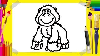 How to Draw Gorilla Coloring Pages for Kids | Art for Kids | Art4Kids