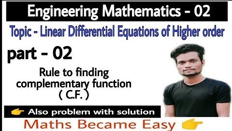 Complementary Function (C.F.) / part -02  / Chapter - Linear Differential Equations of Higher Order