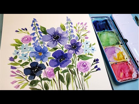 Paint with me! EASY Watercolor flowers 🌸 ***LIVE PAINTING** / Loose watercolor flowers