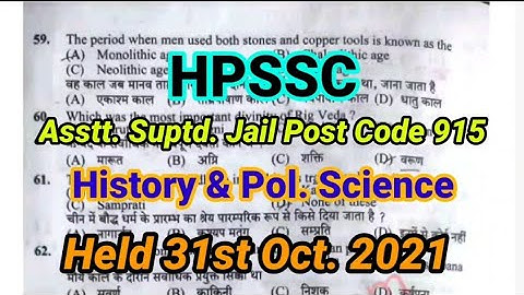 hpssc Asstt. Suptd Jail post code 915 answer key History pol science