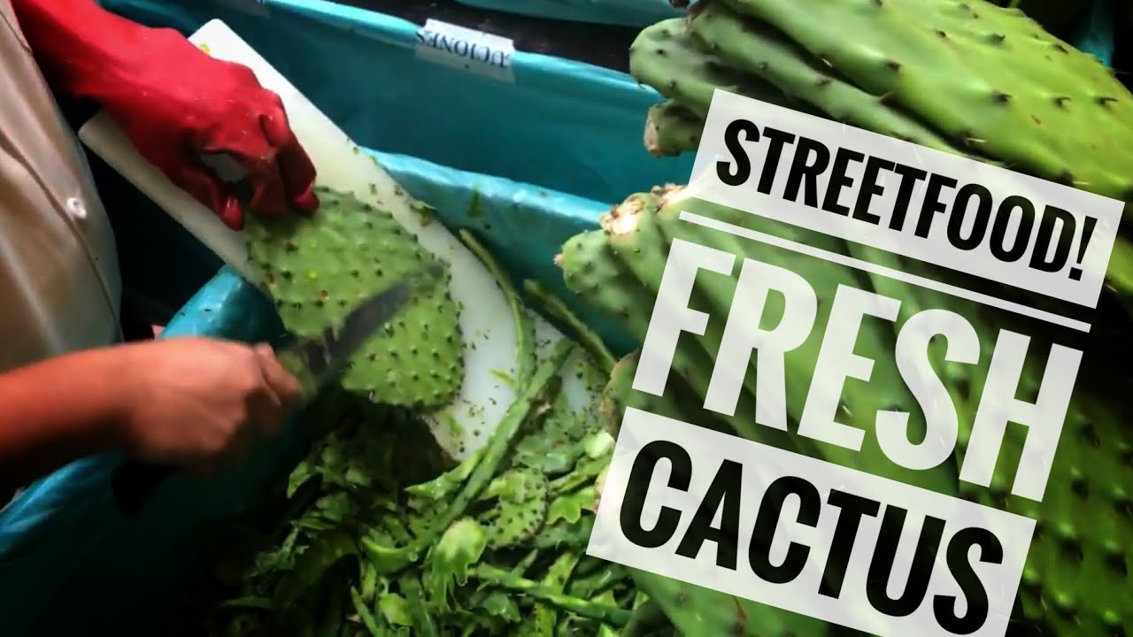 Street Food Preparing Fresh Cactus YouTube
