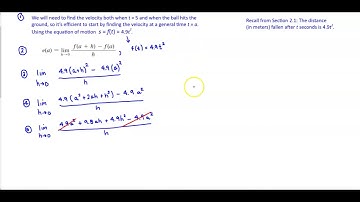 Math 1A 2.6 Example 3 Velocity of a falling ball