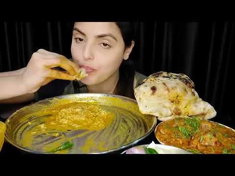 ASMR:Eating Rice with Huge Spicy Chicken Curry, Masala Kulcha, Chicken Lababdar|Mukbang Messy Eating