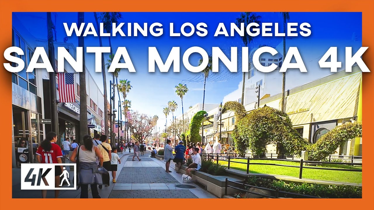 Santa Monica Walking Tour 4K – Downtown to Santa Monica Pier | Relaxing Los Angeles Sightseeing