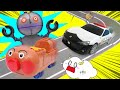 トミカとアンパンマン だだんだん大集合！パトカーや消防車、はたらくのりもの遊び♪♪ おもちゃ アニメ ★サンサンキッズTV★