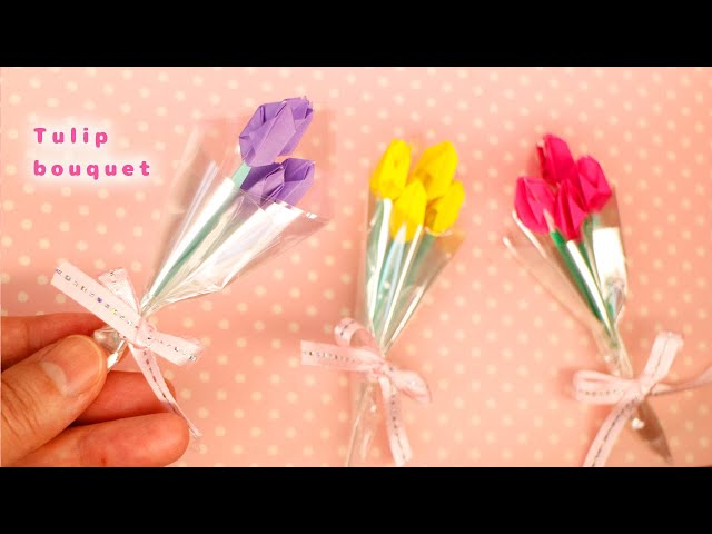 チューリップの花束の作り方（折り紙） - YouTube