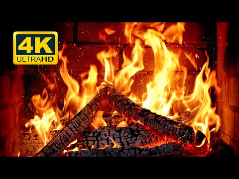 🔥 FIREPLACE Ultra HD 4K. Fireplace with Crackling Fire Sounds. Fireplace Burning. Fire Background