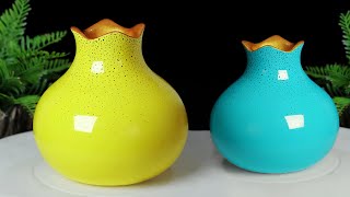 Look Like Ceramic Flower Vase Making at Home || Newspaper flower vase - Gypsum flower vase