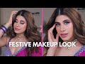 Beautiful festive makeup look 🩷🩵  || Pink &amp; Blue || Malvika Sitlani